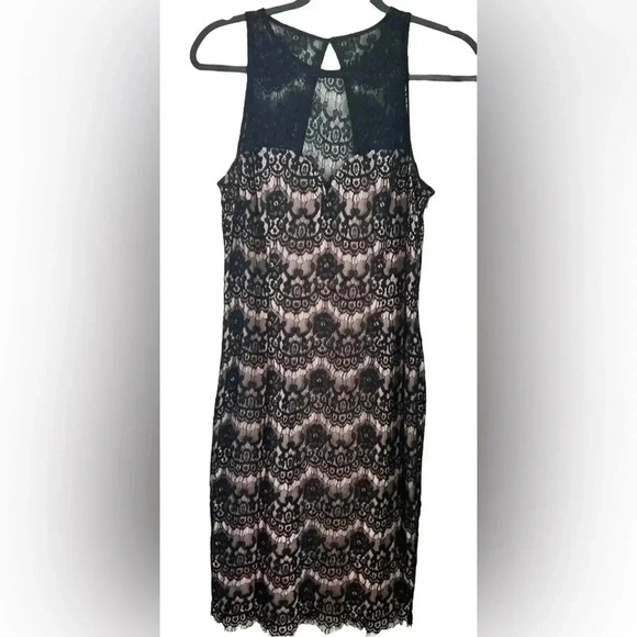Jay Godfrey Slip Dress Black Lace Over Tan Satin Size 8